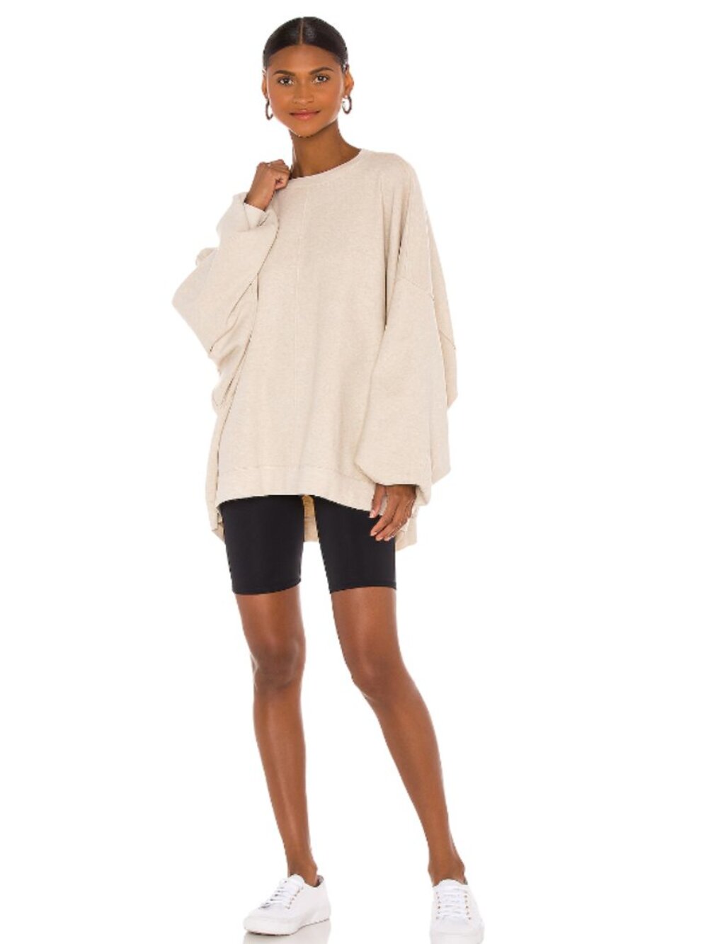 Free People Uptown Oversized‎ Crew Neck Pullover Cream M